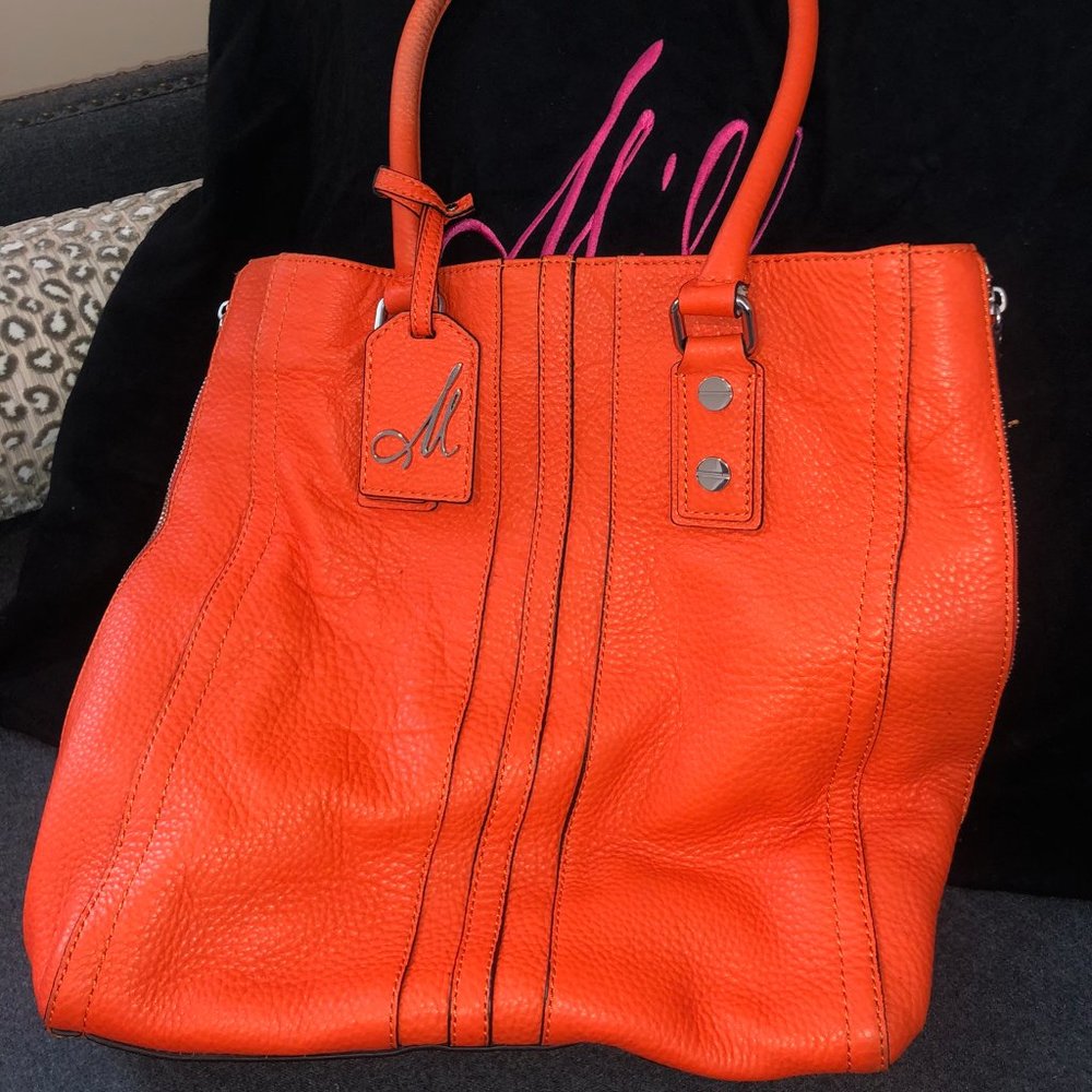 Milly Leather Orange Tote - EUC
